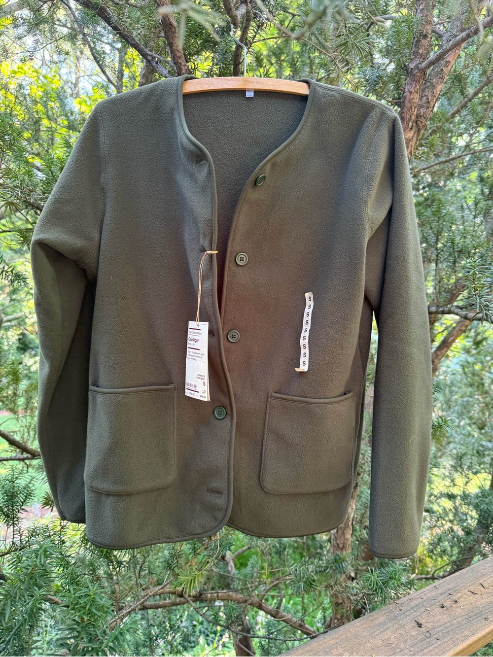 Muji Olive Green Lightweight Fleece Jacket